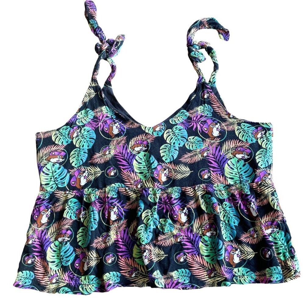 Buc-ee's Tie Tank, Tropical Print Women's Crop Top - Size 2XL